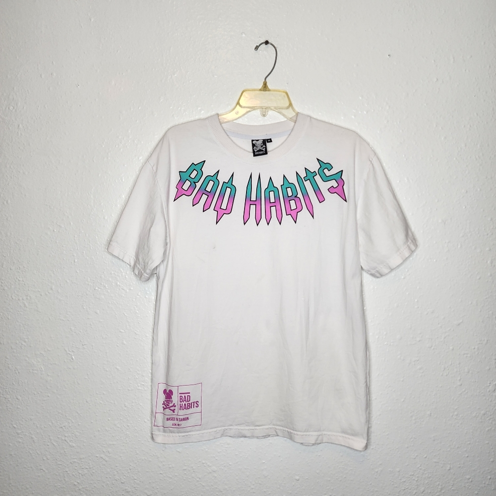 Bad Habits Letter Graphic Tee Size M